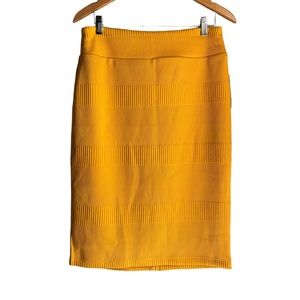 Soho Apparel | Golden Yellow Stretchy Ribbed Midi Skirt Medium